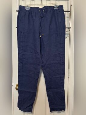 Ellen Tracy Navy Drawstring Ankle Pants